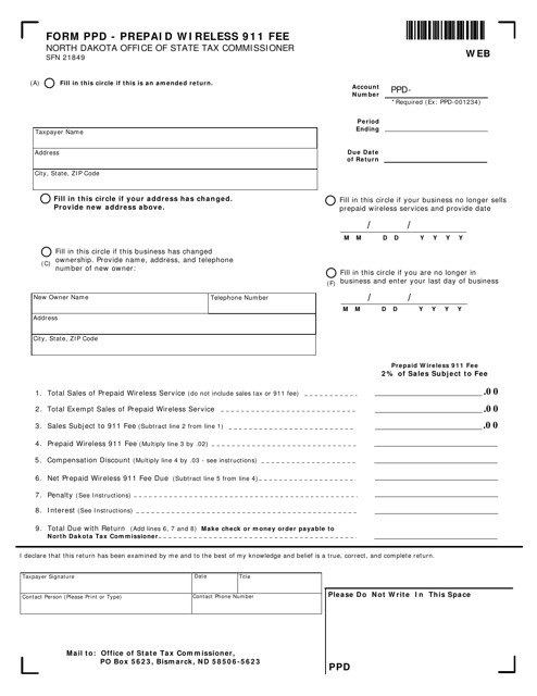 Form PPD (SFN21849)  Printable Pdf
