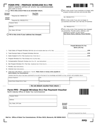 Document preview: Form PPD (SFN21849) 2.5% Prepaid Wireless 911 Fee Form - North Dakota