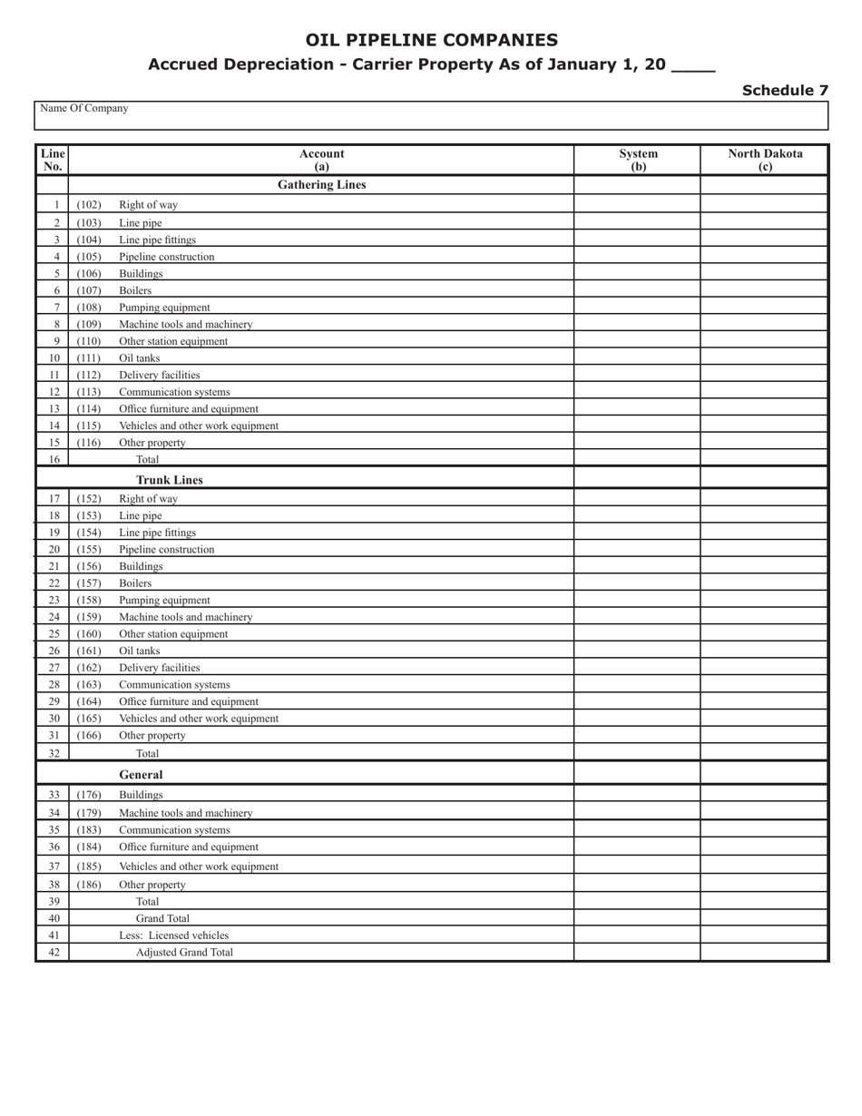 Form SFN25835 Annual Report of Oil Pipeline Companies - North Dakota, Page 11