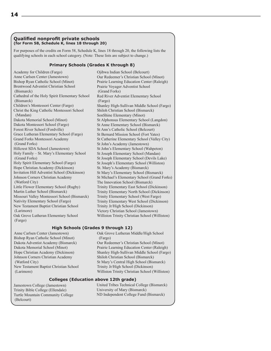 Instructions for Form 58, SFN28703 Partnership Income Tax Return - North Dakota, Page 16