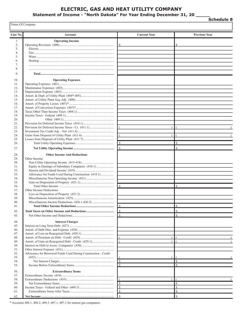 Form SFN25801 Annual Report of Electric, Gas and Heat Utility Companies - North Dakota, Page 11