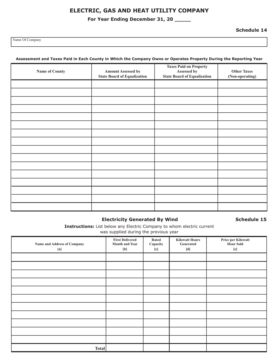 Form SFN25801 Annual Report of Electric, Gas and Heat Utility Companies - North Dakota, Page 16