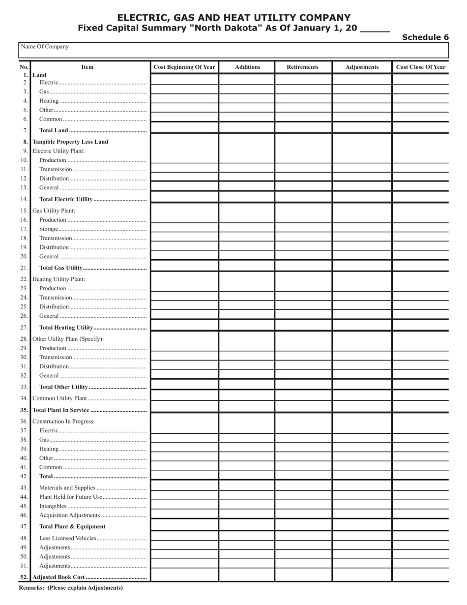 Form SFN25801 Annual Report of Electric, Gas and Heat Utility Companies - North Dakota, Page 9