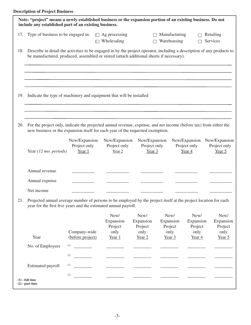 Form 24734 Application for Property Tax Incentives for New or Expanding Businesses - North Dakota, Page 3