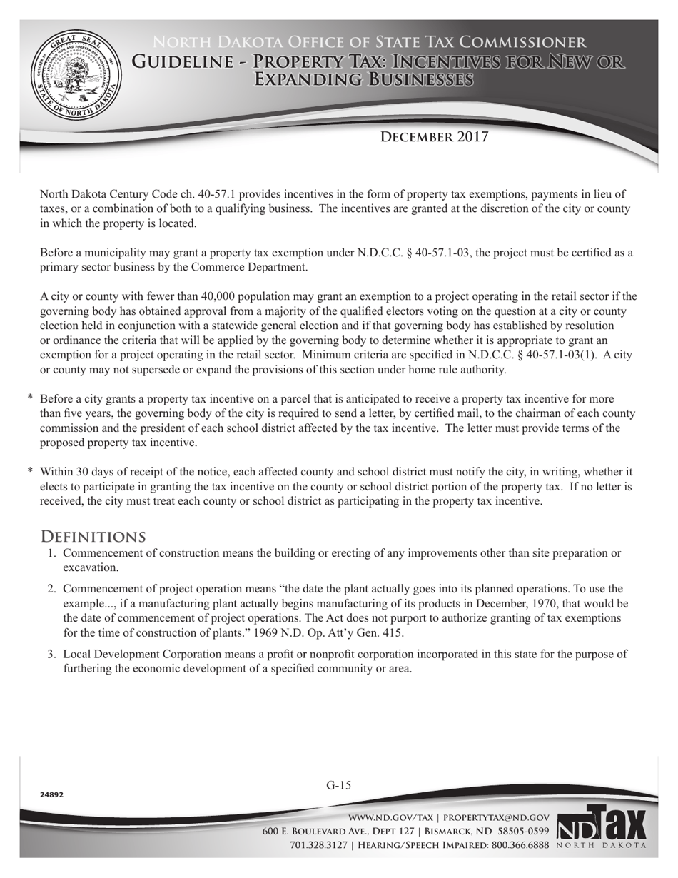 Form 24734 Application for Property Tax Incentives for New or Expanding Businesses - North Dakota, Page 7