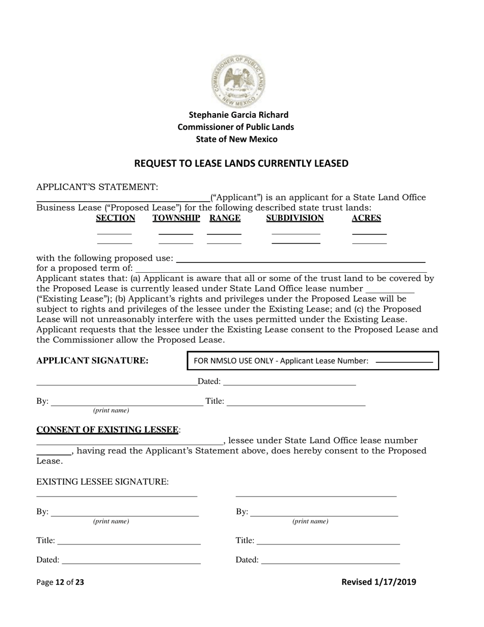 Application for Business Lease - New Mexico, Page 12