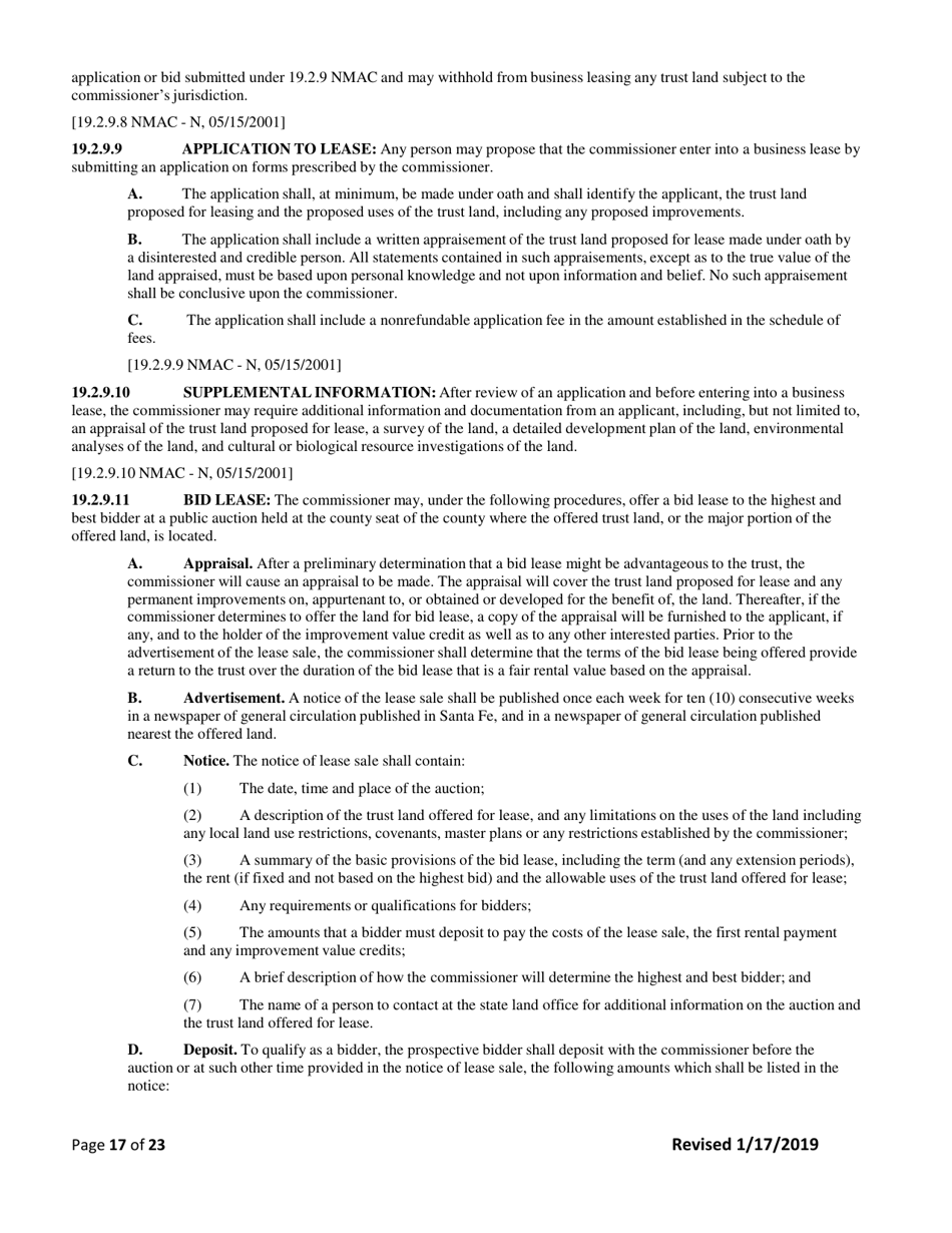 Application for Business Lease - New Mexico, Page 17