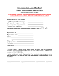 Document preview: Oil and Gas Bond Waiver Request and Certification Form - New Mexico