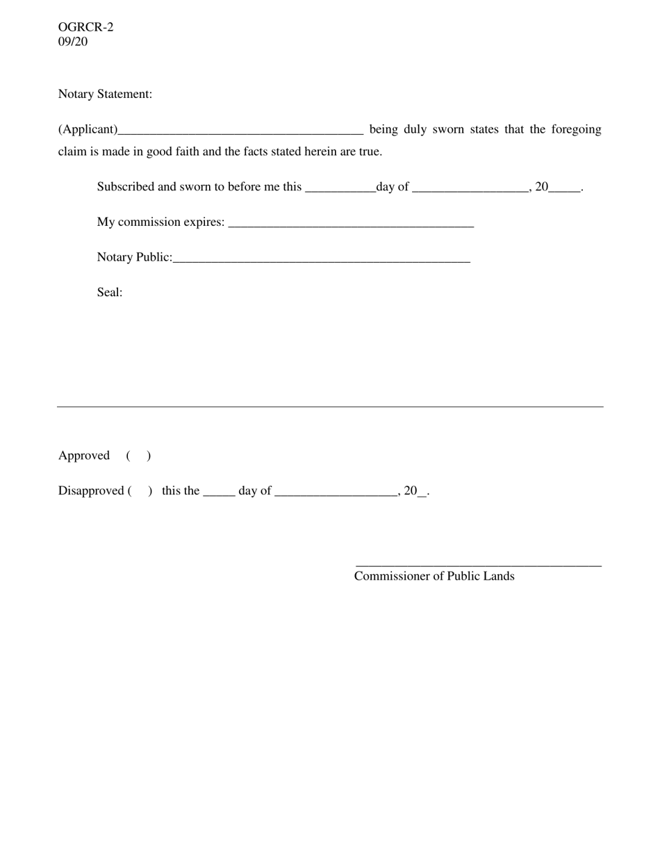 Form OGRCR-2 Claim for Refund Non-distributed Funds - New Mexico, Page 2