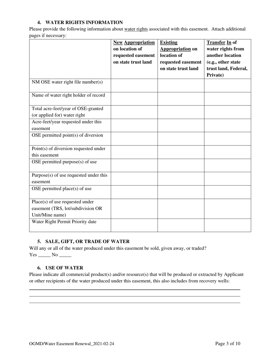 Application for Renewal of Water Easement - New Mexico, Page 3
