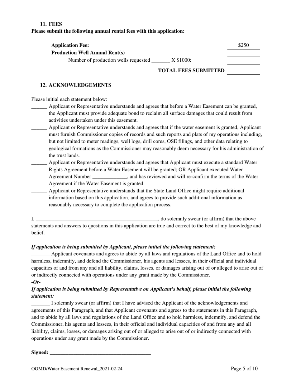 Application for Renewal of Water Easement - New Mexico, Page 5
