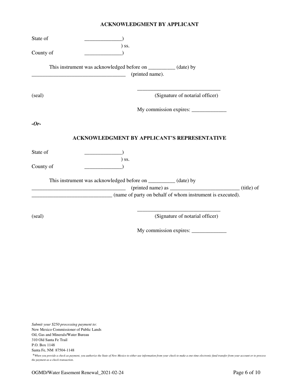 Application for Renewal of Water Easement - New Mexico, Page 6