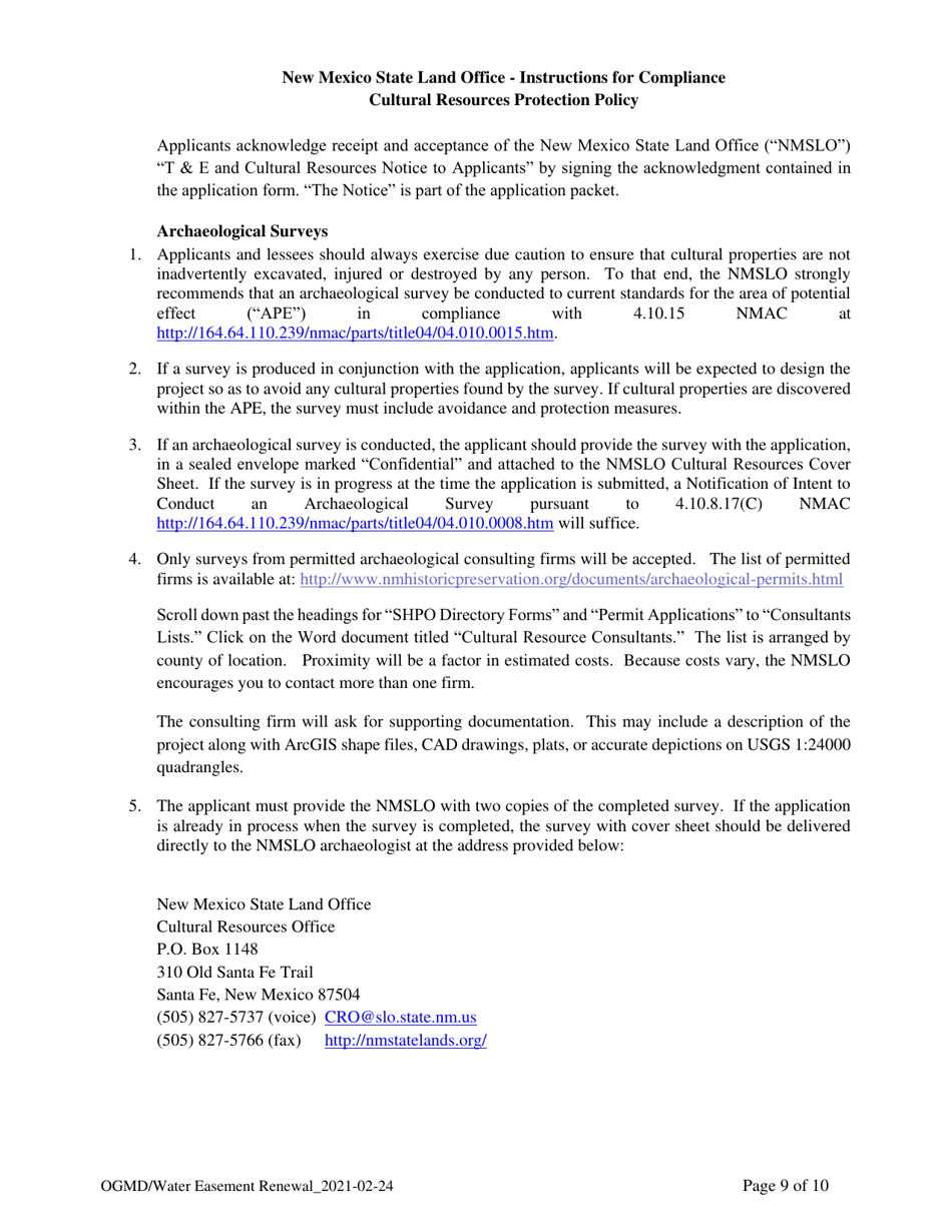 Application for Renewal of Water Easement - New Mexico, Page 9