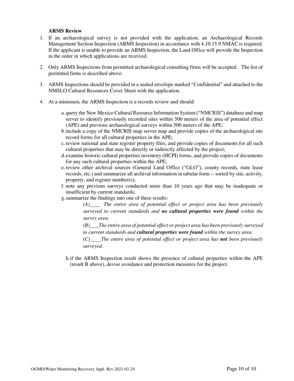 Application for Water Monitoring / Recovery Well Easement - New Mexico, Page 10