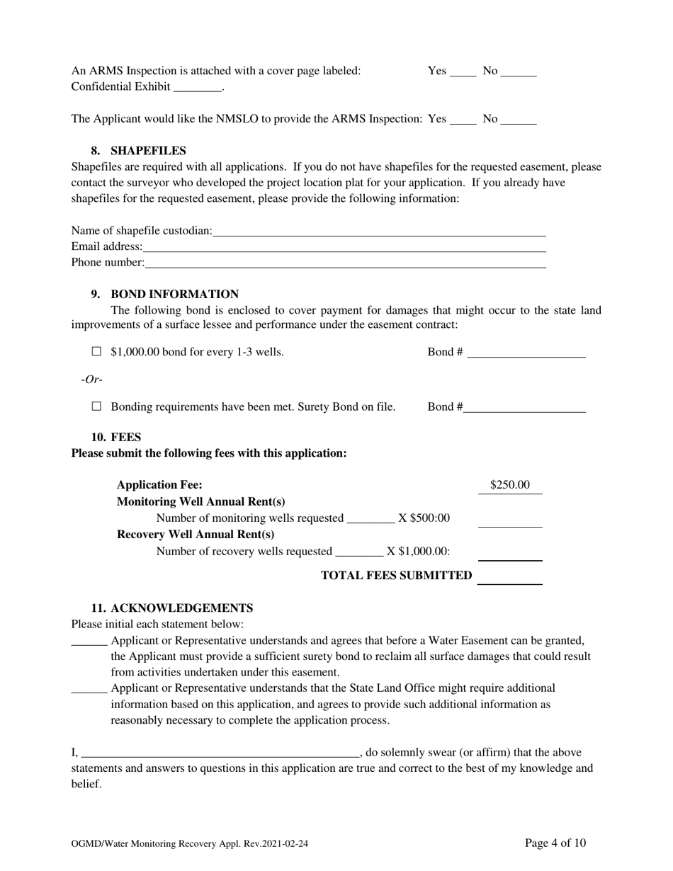 Application for Water Monitoring / Recovery Well Easement - New Mexico, Page 4