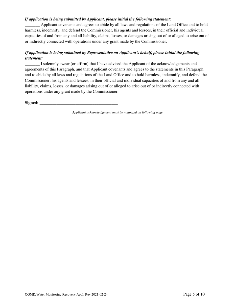 Application for Water Monitoring / Recovery Well Easement - New Mexico, Page 5