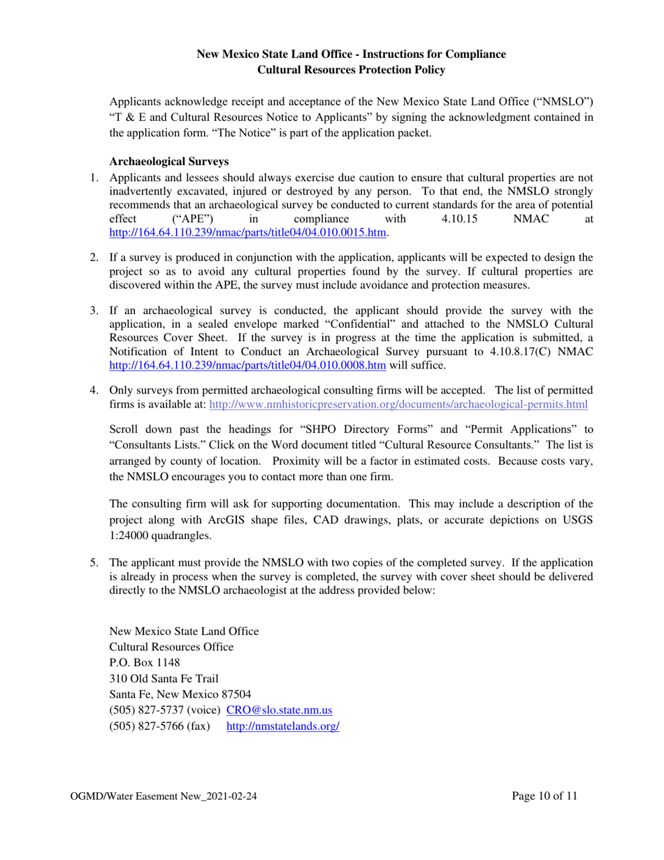 Application for New Water Easement - New Mexico, Page 10