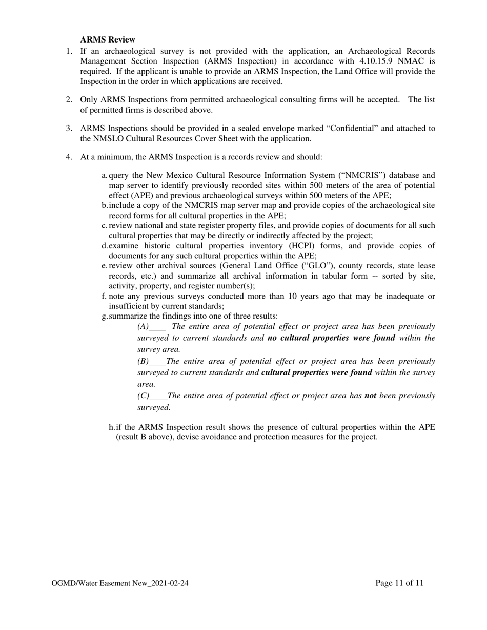 Application for New Water Easement - New Mexico, Page 11