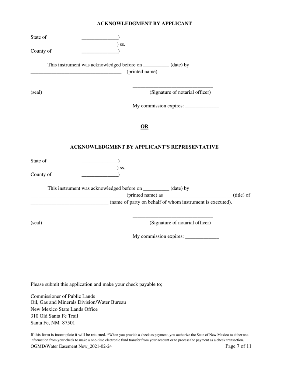 Application for New Water Easement - New Mexico, Page 7