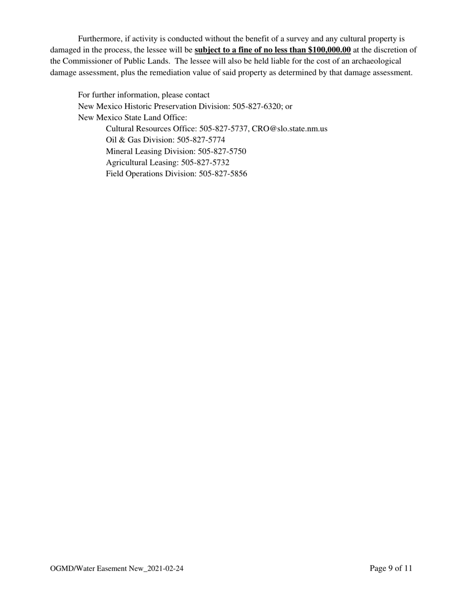 Application for New Water Easement - New Mexico, Page 9