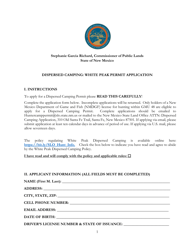 Dispersed Camping: White Peak Permit Application - New Mexico
