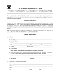 Petition for Pro Bono Practice by Out-of-State Lawyer - North Carolina, Page 3