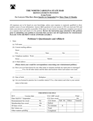 Reinstatement Petition (Long Form) for Lawyers Who Have Been Inactive or Suspended for More Than 12 Months - North Carolina, Page 3