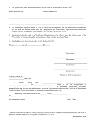 Application for Certificate of Registration for a Professional Corporation/Professional Association - North Carolina, Page 3