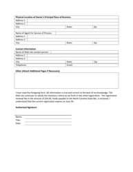 Web Site Document Provider Annual Renewal of Registration - North Carolina, Page 2
