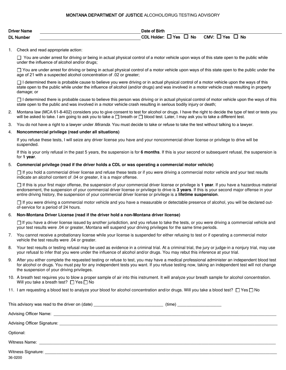 Form 360200 Fill Out, Sign Online and Download Printable PDF, Montana Templateroller