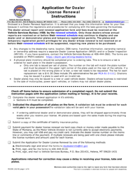Document preview: Form MV25R Application for Dealer License Renewal - Montana