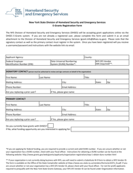 Document preview: E-Grants Registration Form - New York