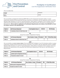 Document preview: Live Fire Suppression Verification Form - Firefighter Ii - New York