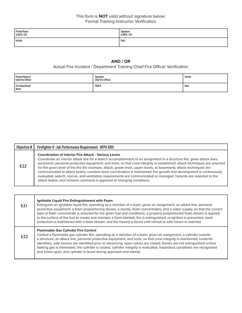 Live Fire Suppression Verification Form - Firefighter Ii - New York, Page 2