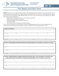 Form EOSB-344 &quot;Fire Report and Claim Form&quot; - New York