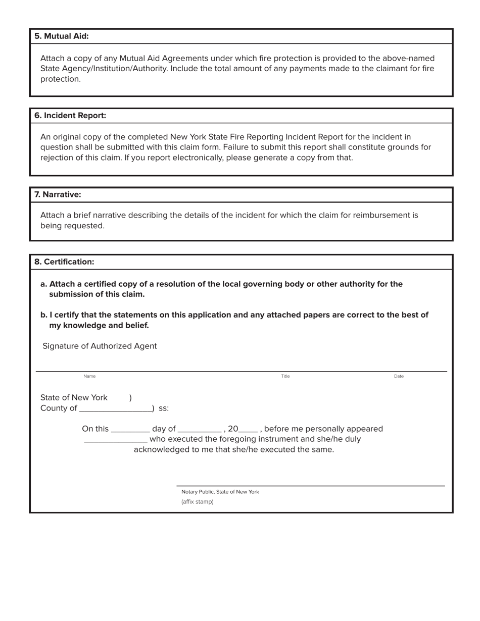 Form EOSB-344 Fire Report and Claim Form - New York, Page 3