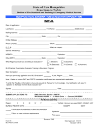 Form P2 &quot;Bls Practical Examination Evaluator Application - Initial&quot; - New Hampshire