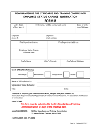 Form B &quot;Employee Status Change Notification&quot; - New Hampshire