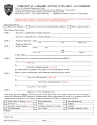 Supplemental &#039;automatic Location Information&#039; (Ali) Worksheet - New Hampshire, Page 2