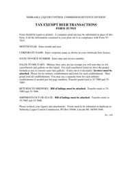 Document preview: Instructions for Form 35-7015 Tax Exempt Beer Transactions - Nebraska