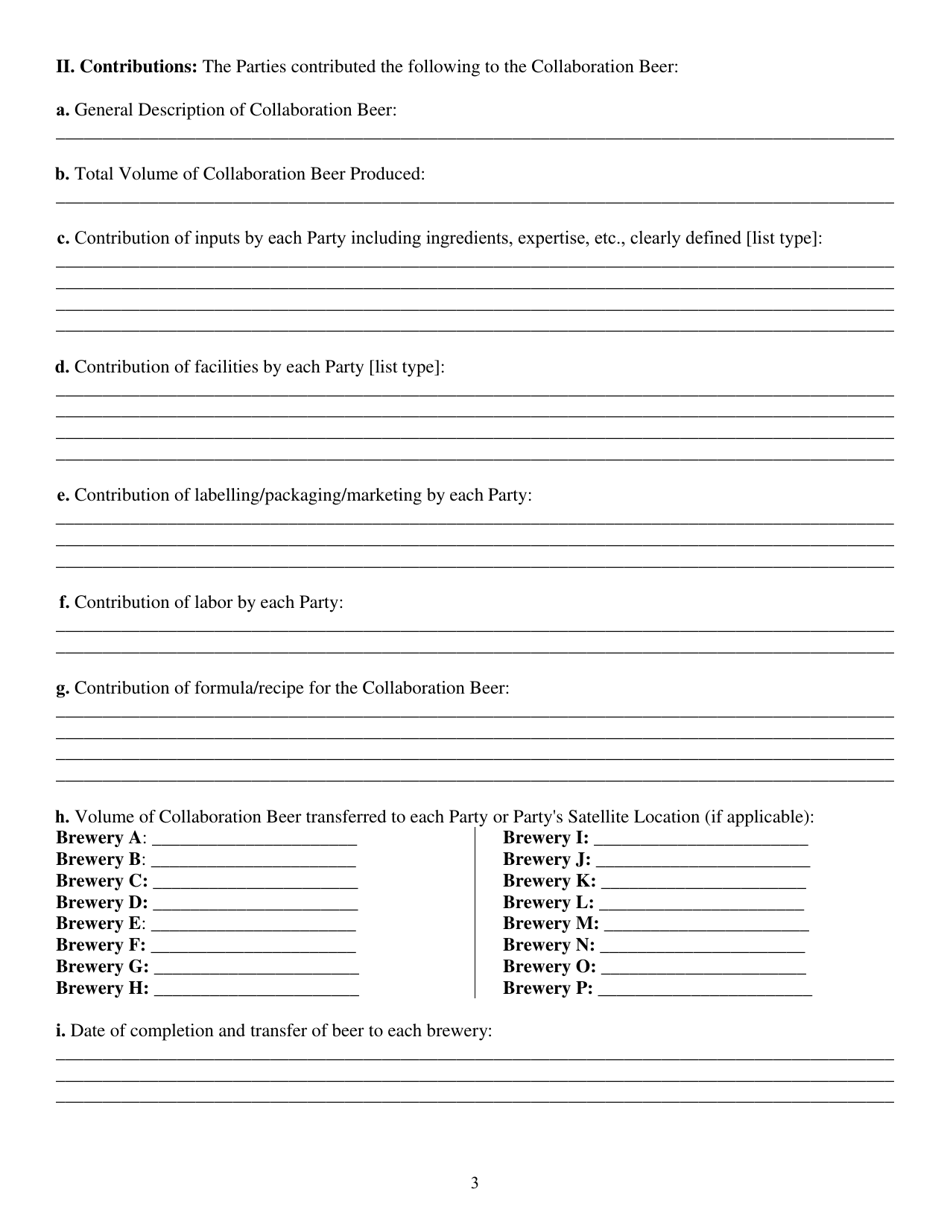 Collaborative Brewing Agreement - Nebraska, Page 3