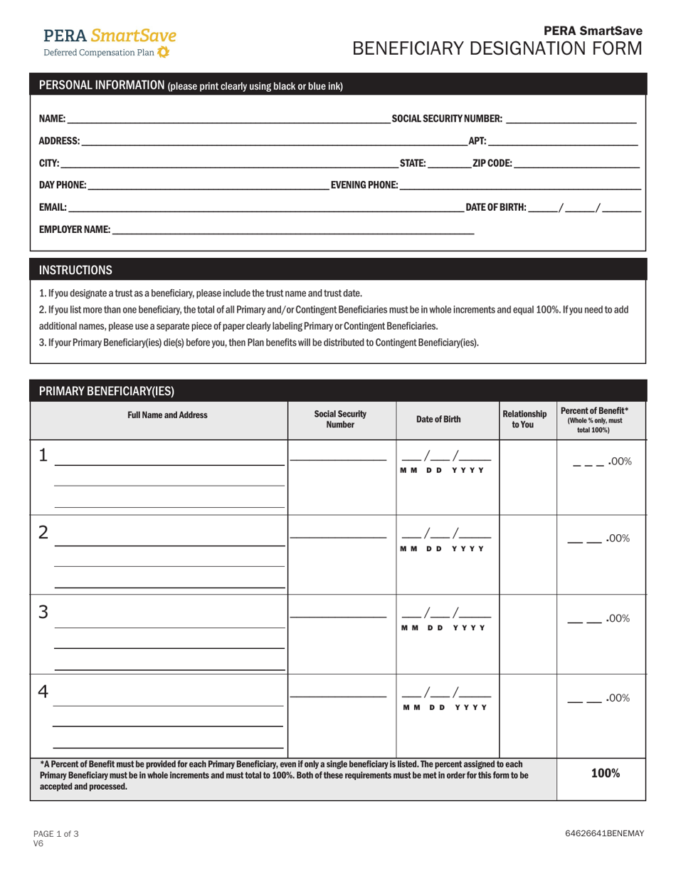 New Mexico Pera Smartsave Beneficiary Designation Form - Fill Out, Sign ...