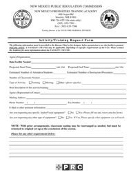 Activity/Training Request Form - New Mexico