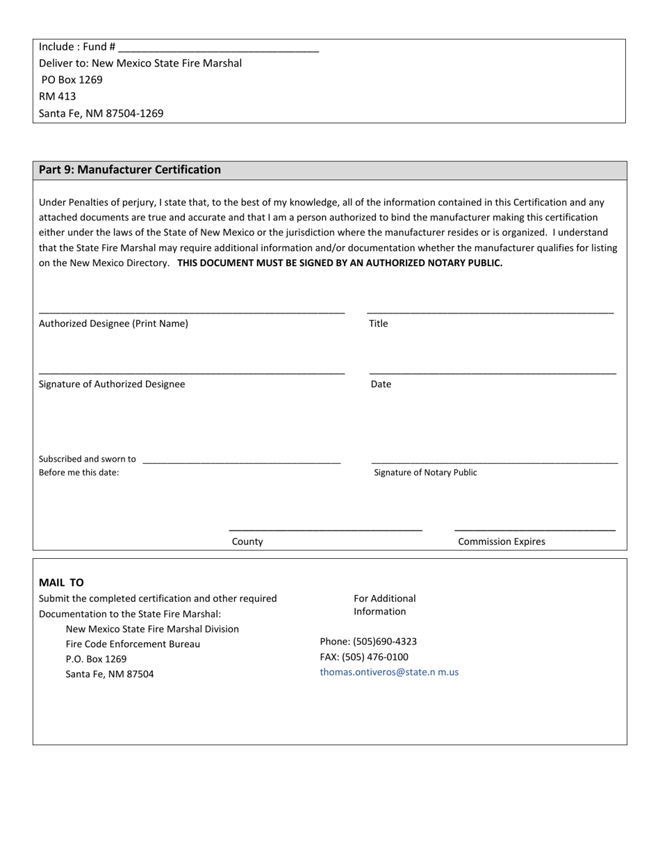 Cigarette Fire Safety Form - New Mexico, Page 3