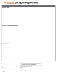 New York State Accident Review Board Vehicle &amp; Equipment Accident Report - New York, Page 2