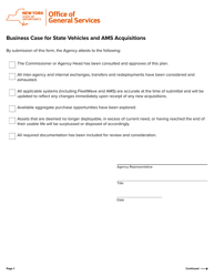 &quot;Business Case for State Vehicles and Ams Acquisitions&quot; - New York