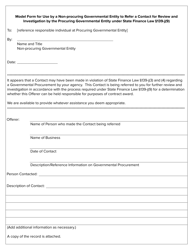Model Form for Use by a Non-procuring Governmental Entity to Refer a Contact for Review and Investigation by the Procuring Governmental Entity Under State Finance Law 139-j(9) - New York, Page 2