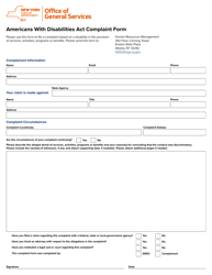 Document preview: Americans With Disabilities Act Complaint Form - New York