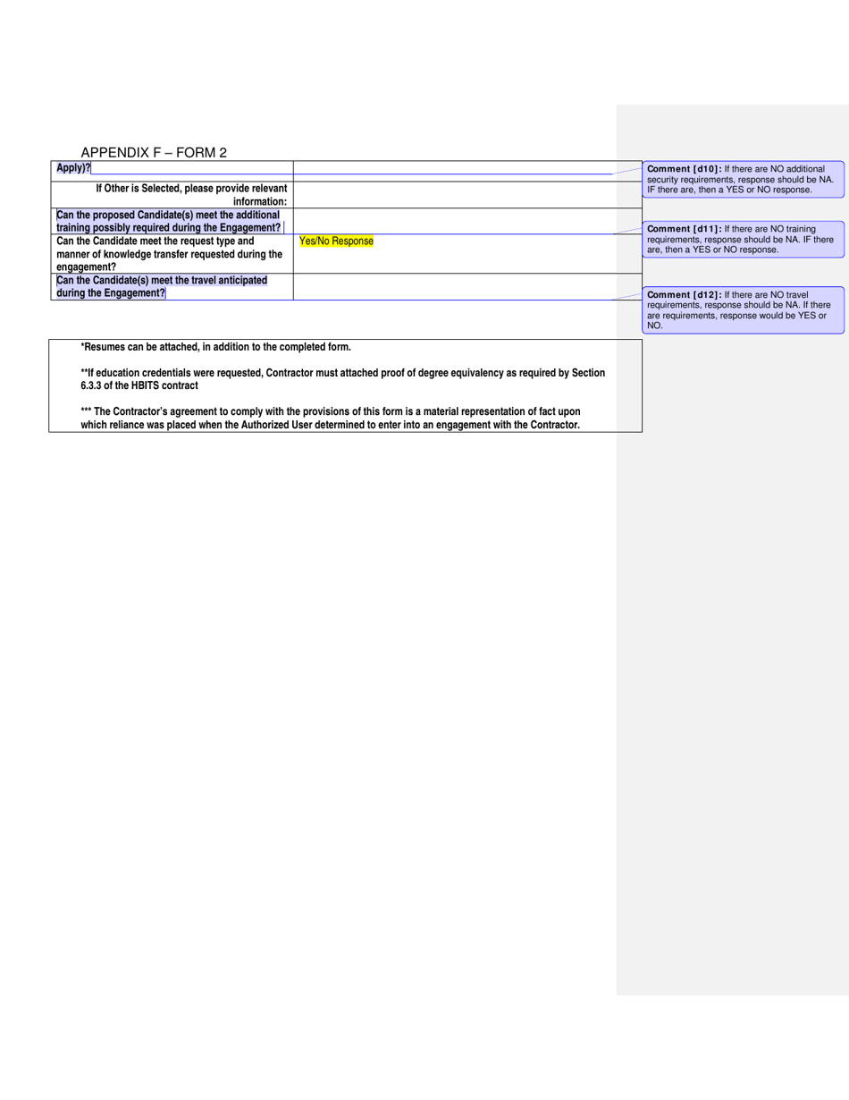Instructions for HBITS Form 2 Appendix F Candidate Response Form - New York, Page 3