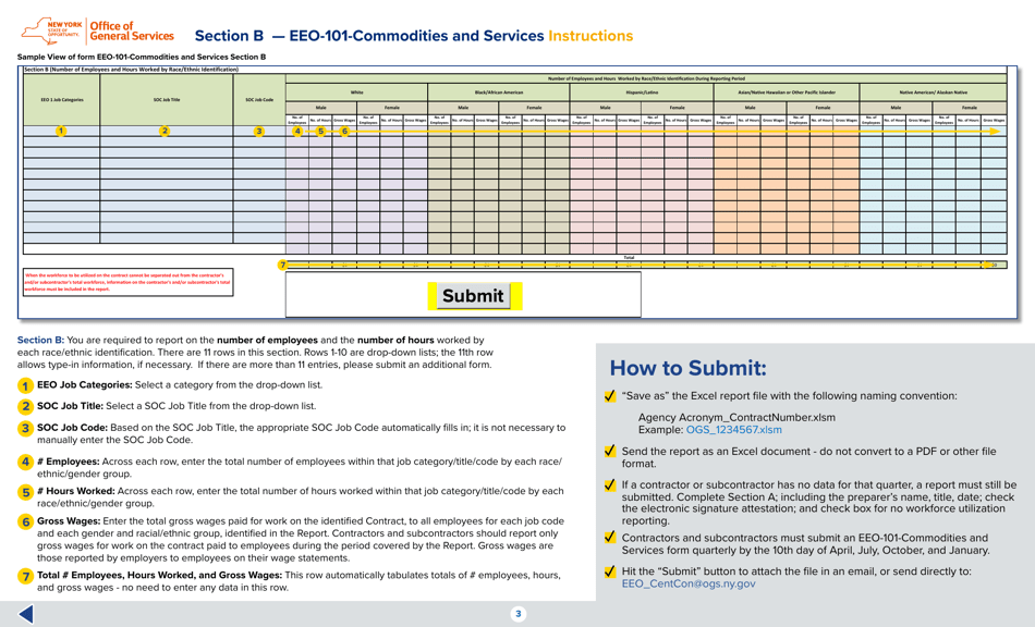 Instructions for Form EEO-101-COMMODITIES AND SERVICES Workforce Utilization Reporting Form (Commodities and Services) - New York, Page 3